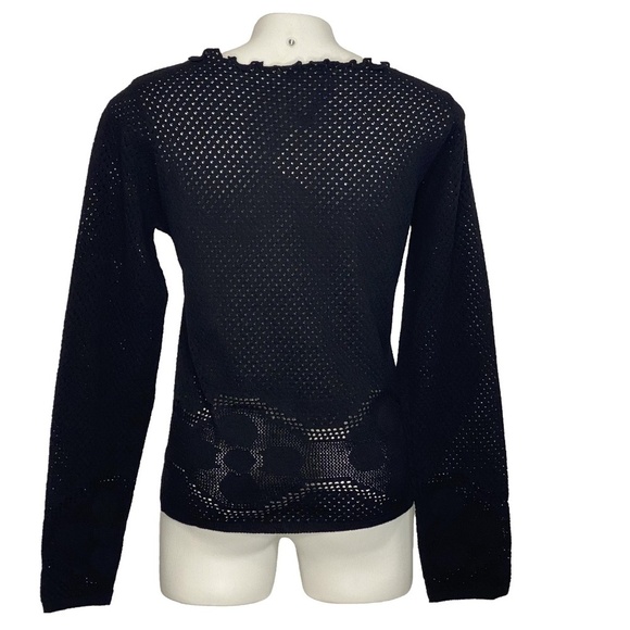 Le Donne Di Mariella Aburani Y2K Italian Designer Wool Mesh Lettuce Edge Sweater - Picture 10 of 16